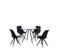 Life Interiors Sofia Dorchester Lux Dining Set, A Table And Chairs Set Of 4, White/black