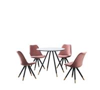 Life Interiors Sofia Dorchester Lux Dining Set, A Table And Chairs Set Of 4, White/pink