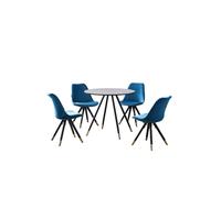 Life Interiors Sofia' Dorchester Lux Dining Set With A Table And Chairs Set Of 4 In Blue Blue