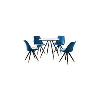 Life Interiors Sofia' Dorchester Lux Dining Set With A Table And Chairs Set Of 4 In Blue Blue