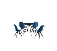 Life Interiors Sofia' Dorchester Lux Dining Set With A Table And Chairs Set Of 4 In Blue Blue One Size