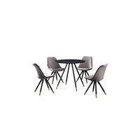 Life Interiors Sofia' Dorchester Lux Dining Set With A Table And Chairs Set Of 4 In Dark Grey Dark Grey One Size