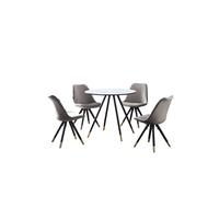 Life Interiors Sofia' Dorchester Lux Dining Set With A Table And Chairs Set Of 4 In Dark Grey Dark Grey One Size