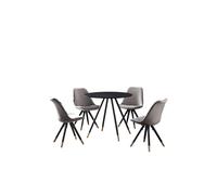 Life Interiors Sofia' Dorchester LUX Dining Set with a Table & Chairs Set of 4 in Dark Grey Life Interiors Dark Grey