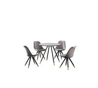 Sofia' Dorchester LUX Dining Set with a Table and Chairs Set of 4 Life Interiors Dark Grey One Size