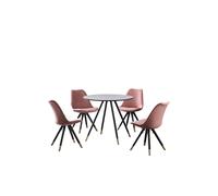 Life Interiors Sofia' Dorchester LUX Dining Set with a Table & Chairs Set of 4 in Pink Life Interiors Pink