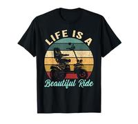 Life Is A Beautiful Ride Vintage Mobility Scooter Sunset T-Shirt