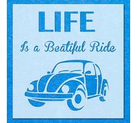 Life is A Beautiful Ride Vw Stencil: Mylar Airbrush Wall Art Painting Crafts -A3 Stencil - Design Size (267 x 257 mm)