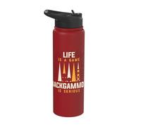 Life is A Game Backgammon is Serious Board Game Apparel Stainless Steel Insulated Water Bottle