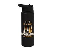 Life is A Game Backgammon is Serious Board Game Apparel Stainless Steel Insulated Water Bottle