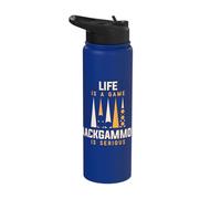 Life is A Game Backgammon is Serious Board Game Apparel Stainless Steel Insulated Water Bottle