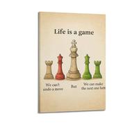 Life Is A Game We Cant Undo A Move But We Can Make The Next One Better Chess Pieces Wall Art, Forward Thinking Decor Painting for Office And Study Room Artistic Wall Mural Modern Hanging Decor Poster0