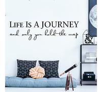 Life is A Journey Wall Sticker Living Room Travel Explore Adventure Only You Hold The Map Quote Wall Decal Bedroom,Black,100cmwidex27cmhigh