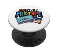 Life Is A Mixtape Retro Music Cassette PopSockets Adhesive PopGrip