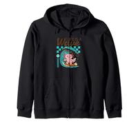 Life Is A Wave Funny Surfing Axolotl Retro Beach Zip Hoodie