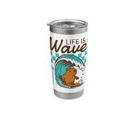 Life is A Wave Funny Surfing Capybara Retro Summer Stainless Steel Insulated Tumbler