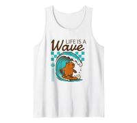 Life is A Wave Funny Surfing Capybara Retro Summer Tank Top