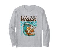 Life is A Wave Funny Surfing Fox Retro Summer Beach Long Sleeve T-Shirt