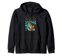 Life Is A Wave Funny Surfing Fox Retro Summer Beach Zip Hoodie