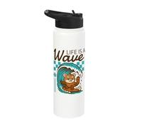 Life is A Wave Funny Surfing Possum Retro Beach Stainless Steel Insulated Water Bottle