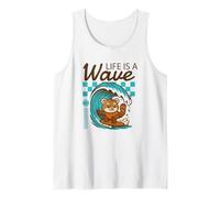Life is A Wave Funny Surfing Possum Retro Beach Tank Top