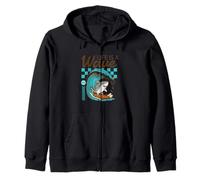 Life Is A Wave Funny Surfing Shark Retro Beach Zip Hoodie