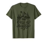 Life is an Adventure Outdoors Mountains Nature Tent Camping T-Shirt
