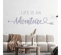 Life is an Adventure - Wall Quote Art Sticker Inspirational Home [Medium] [Light Grey]