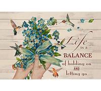 Life Is Balance Of Holding On And Letting Go, Flower Front Doormats Low Profile Welcome Mat Dirt Trapper Door Mat For Pets Patio Laundry Room 40 X 60Cm