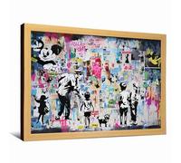 Life Is Beautiful Canvas Pop Art Banksy Style Wall Art Inspirational Wall Decor Modern Contemporary Poster Fashion Print Indoor Decor for Home Offices Living Room Bedroom Nursery Framed Ready to Hang