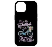 Life Is Beautiful Enjoy The Ride Bicycle With Flowers Case for iPhone 14