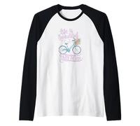 Life is Beautiful Enjoy The Ride Bicycle with Flowers Raglan Baseball Tee