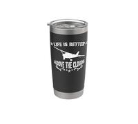Life is Better Above The Clouds Flying Airplane Pilot Stainless Steel Insulated Tumbler