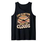 Life is Better Above The Clouds Jet Planes Aviation Tank Top