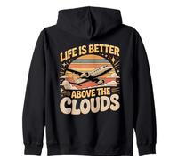 Life Is Better Above The Clouds Jet Planes Aviation Zip Hoodie