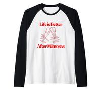 Life is Better After Mimosas Funny Sunday Brunch Graphic Art Raglan Baseball Tee