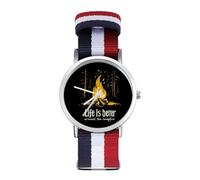 Life is Better Around The Campfire Casual Nylon Braided Strap Watch Unisex Non-Scale Wristwatch Easy Read Analog Watches