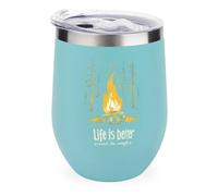 Life is Better Around The Campfire Funny Stainless Steel Eggshell Cup 12oz Double Layer Vacuum Red Wine Cups U-Shaped Tumbler with Lid