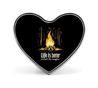 Life Is Better Around The Campfire Heart Metal Brooches 1 Inch Decorative Badges Exquisite Decorations Pins for Clothing