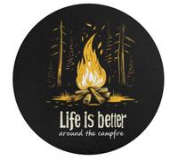 Life Is Better Around The Campfire Round Wooden Puzzle Letter on Back