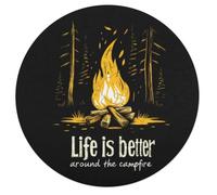 Life Is Better Around The Campfire Round Wooden Puzzle Letter on Back