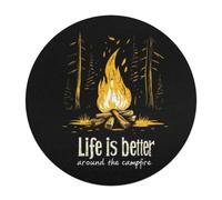 Life Is Better Around The Campfire Round Wooden Puzzle Letter on Back