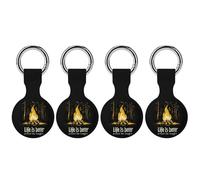 Life Is Better Around The Campfire Silicone Protective Case Compatible with Airtag Funny GPS Tracker Accessories for Luggage Pet Collar