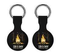 Life Is Better Around The Campfire Silicone Protective Case Compatible with Airtag Funny GPS Tracker Accessories for Luggage Pet Collar