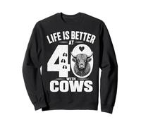 Life Is Better At 40 With Highland Cows Funny 40th Birthday Sweatshirt