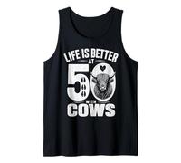 Life is Better At 50 with Highland Cows Funny 50th Birthday Tank Top