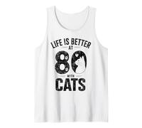 Life is Better At 80 with Cats Funny Cat Lover 80th Birthday Tank Top