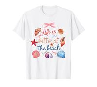 Life Is Better at the Beach Cute Shells Starfish Bow Summer T-Shirt