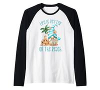 Life is Better At The Beach for Summer Lover Funny Gnome Raglan Baseball Tee