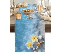 Life Is Better At The Beach Table Runner 60 Inches Long, Summer Ocean Starfish Flower Washable Table Runners Heat-Insulation Kitchen Dining Table Decorations for Home Party Decor, 13"x60"